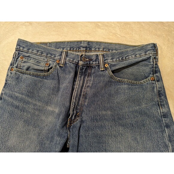 Levi's 505 Straight Leg Denim Blue Jeans Mid Wash 36 X 34 - Picture 5 of 11